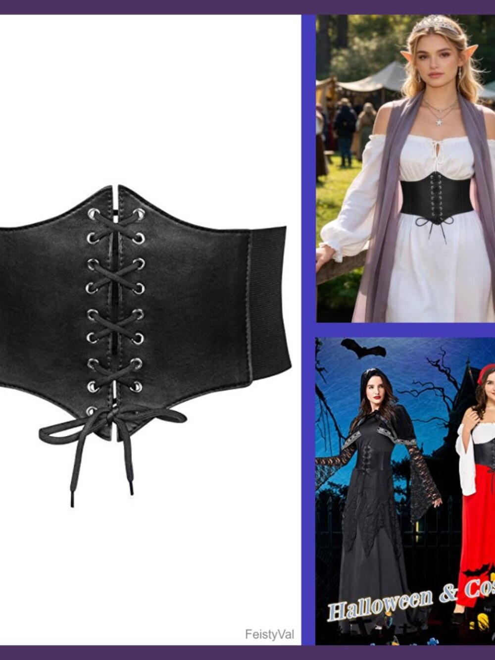 Women's Renaissance Corset Belt Elastic Wide Waist Belt PU Leather Lace-Up